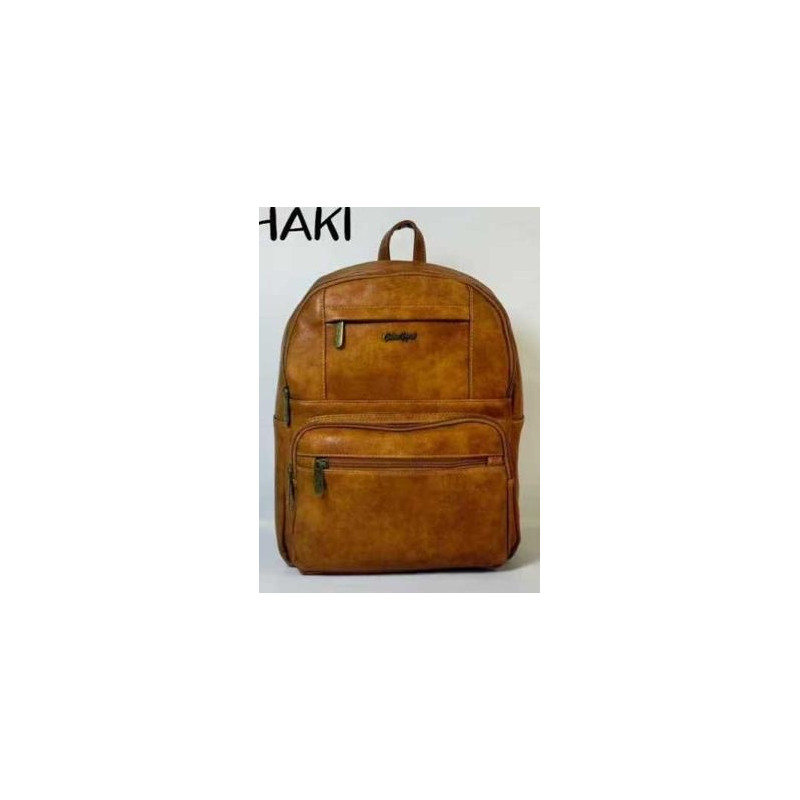Cotton Road PU Leather Front Pocket Backpack - Tan Brown
