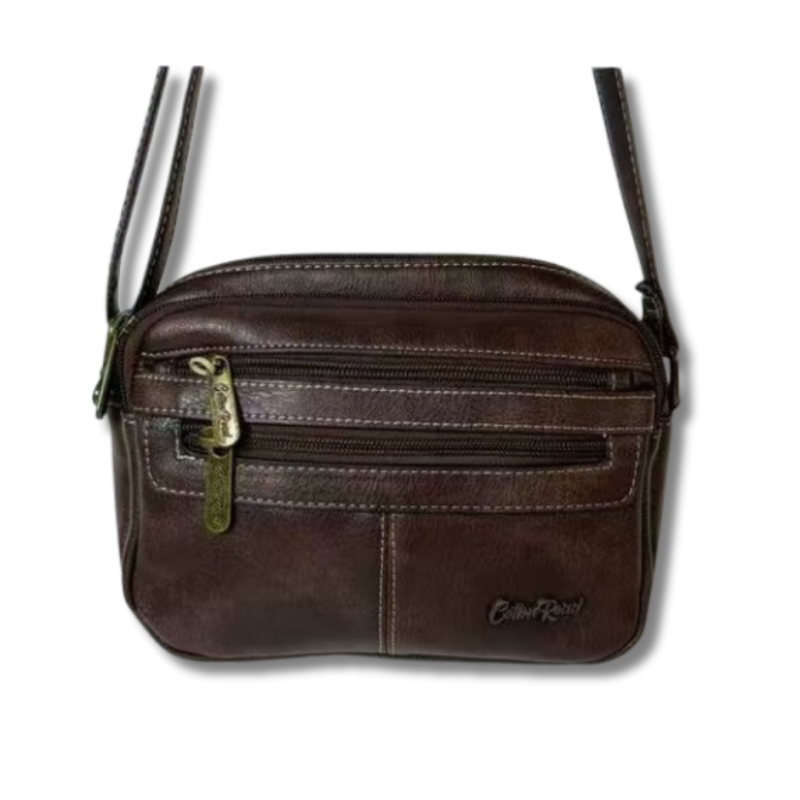 Cotton Road Double Front Zip Slingbag - Coffee