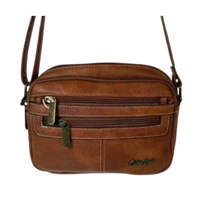 Cotton Road Double Front Zip Slingbag - Brown