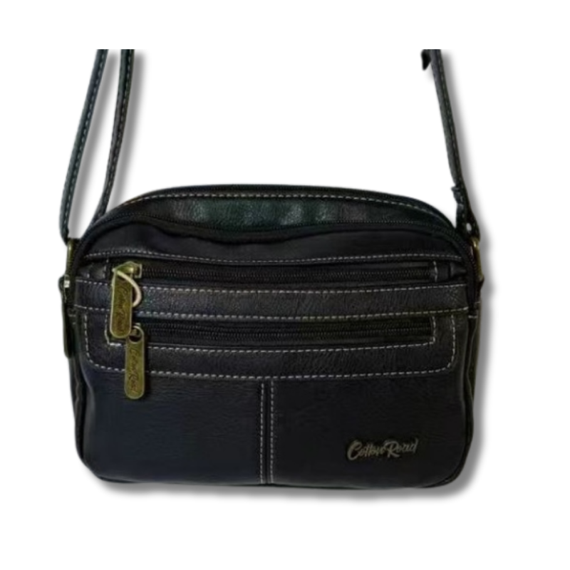 Cotton Road Double Front Zip Slingbag - Black